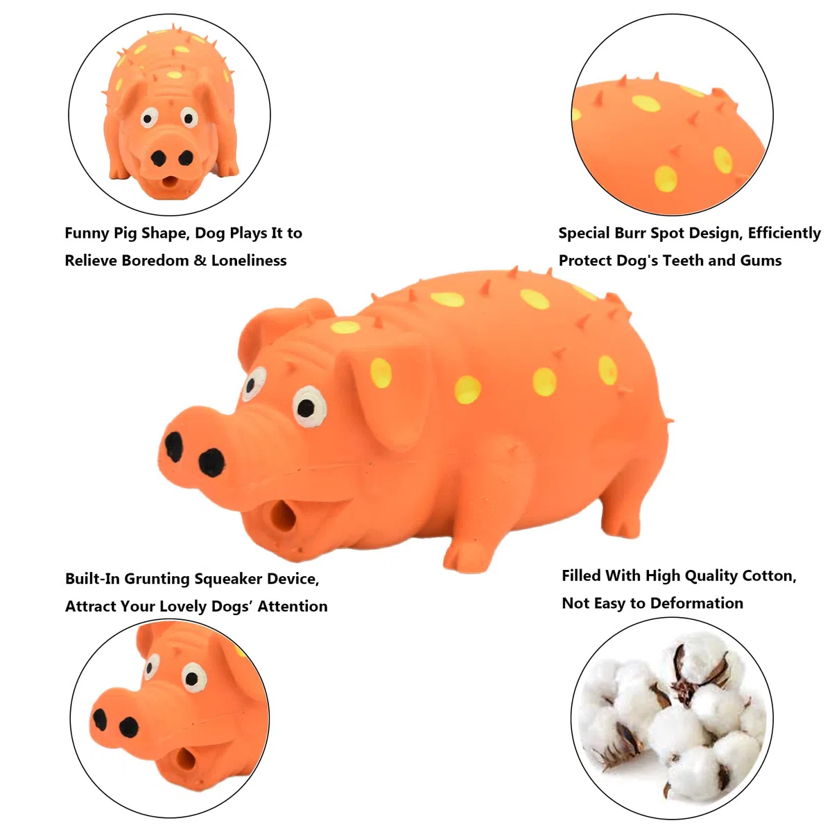 Juguete chirriante para perros, 2 piezas interactivas de goma para masticar perros, juguetes de látex duraderos para perros pequeños, medianos y grandes (naranja, verde)