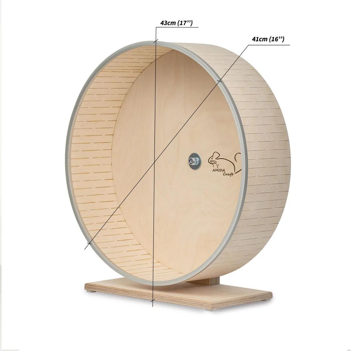 Rueda de chinchilla silenciosa, 41 cm, soporte estable, borde antimordeduras, fabricado en Letonia
