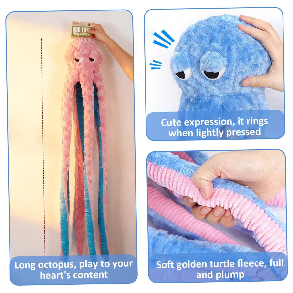 Juguete para perros de pulpo, juguetes interactivos para perros chirriantes de 40 pulgadas para masticadores agresivos, pulpo de peluche suave y agradable para la piel para aliviar el aburrimiento, r