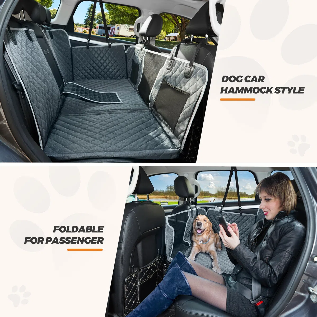 ANOSOSPECIAL Extensor de Funda de Asiento Trasero de Perro, Impermeable, Hamaca para Mascotas, Cama de Viaje, fácil de Limpiar para Coche, SUV, camión (Gris)