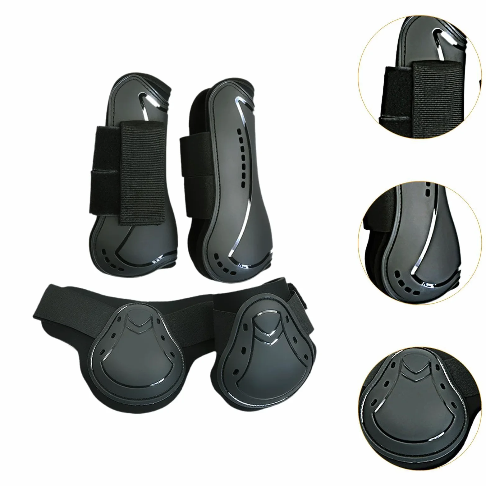 Oshhni 4 Piezas de Botas de tendón de Caballo, Equipo de protección, Botas de Caballo para Patas Delanteras y traseras para Montar, Deportes equinos, Saltos