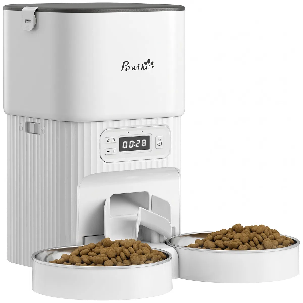 PawHut Comedero Gato Automático 4L para Gatos/Perros Antiatascos Blanco