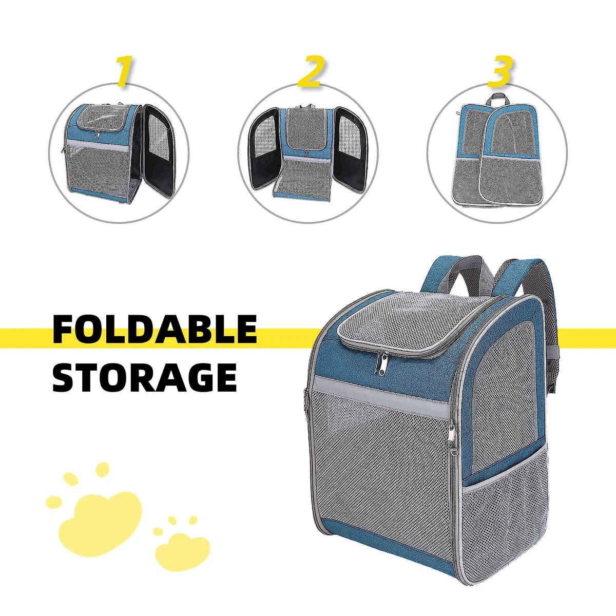 Mochila transportadora para gatos, gran espacio, malla transpirable, antiarañazos, tira reflectante, plegable, para viajes, senderismo y actividades al aire libre, se adapta a gatos y