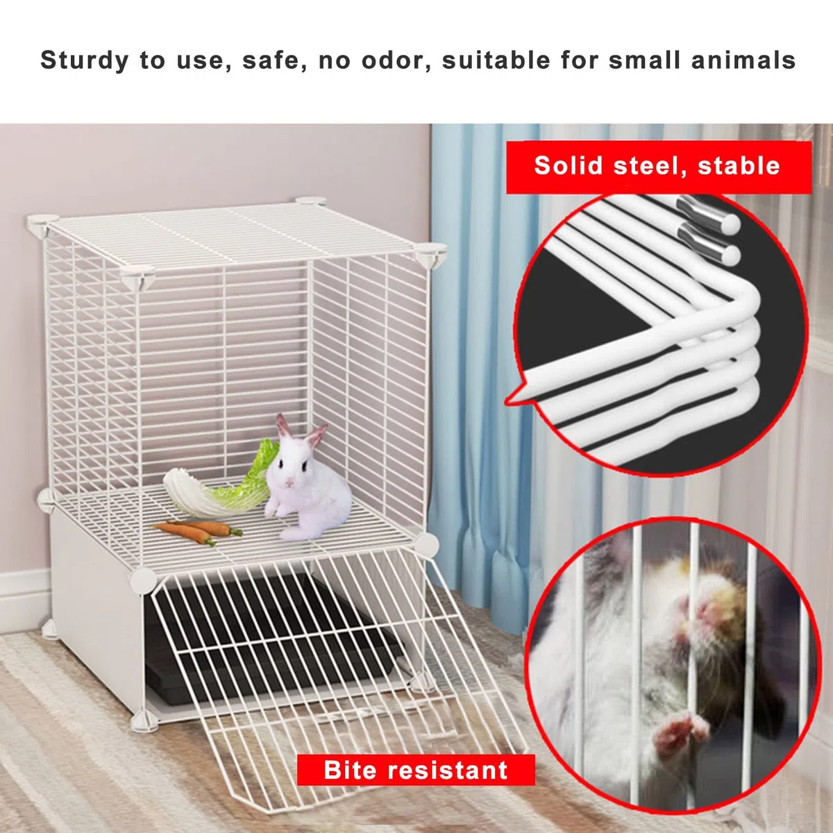 Jaula para Animales pequeños, Jaula para Mascotas, Jaula for Conejos de Interior - Jaulas for cobayas, con bandejas extraíbles(B,35 * 39 * 54cm)