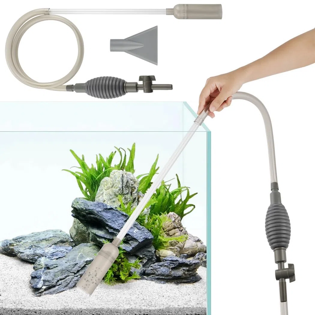 Generisch Acuario cambiador de agua, 3 en 1 para acuario, sifón con gran cojín de aire e interruptor de válvula, aspiradora para cambio de agua, grava, arena y limpieza de algas, 67 pulgadas