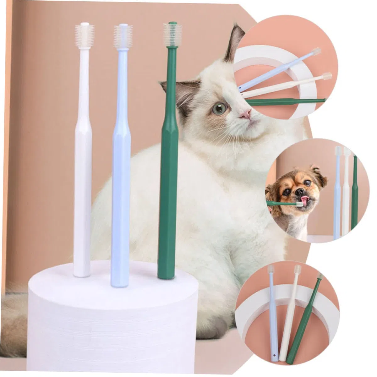Sosoport 12piezas Cepillo De Dientes Para Mascotas Limpieza Oral Para Perros y Gatos De Azules y