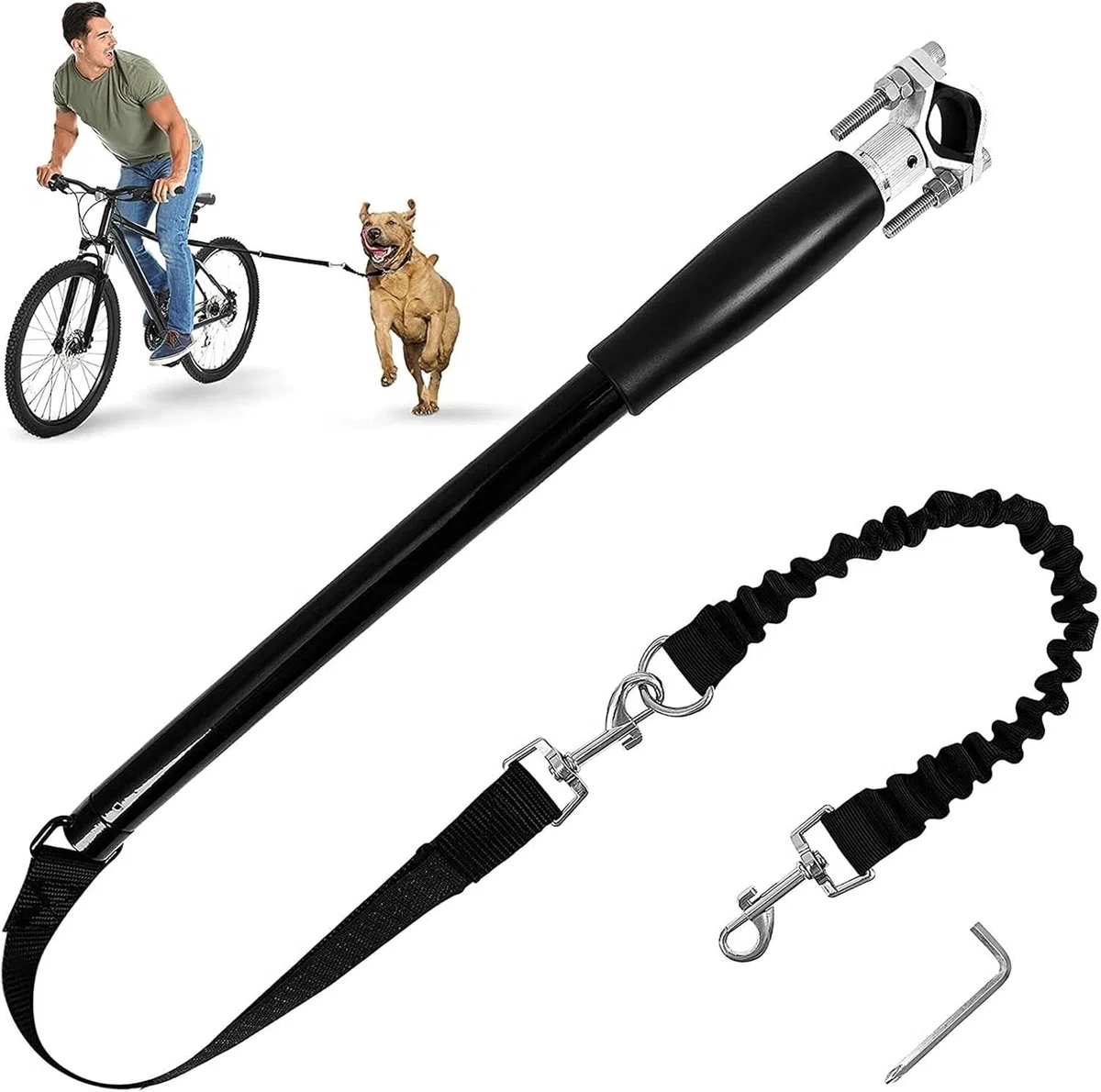 Cuerda Retráctil para Perro de Bicicleta, Correa Manos Libres para Mascotas para Correr Pasear Trotar, Accesorio de Entrenamiento con Fijación y Extracción Rápi