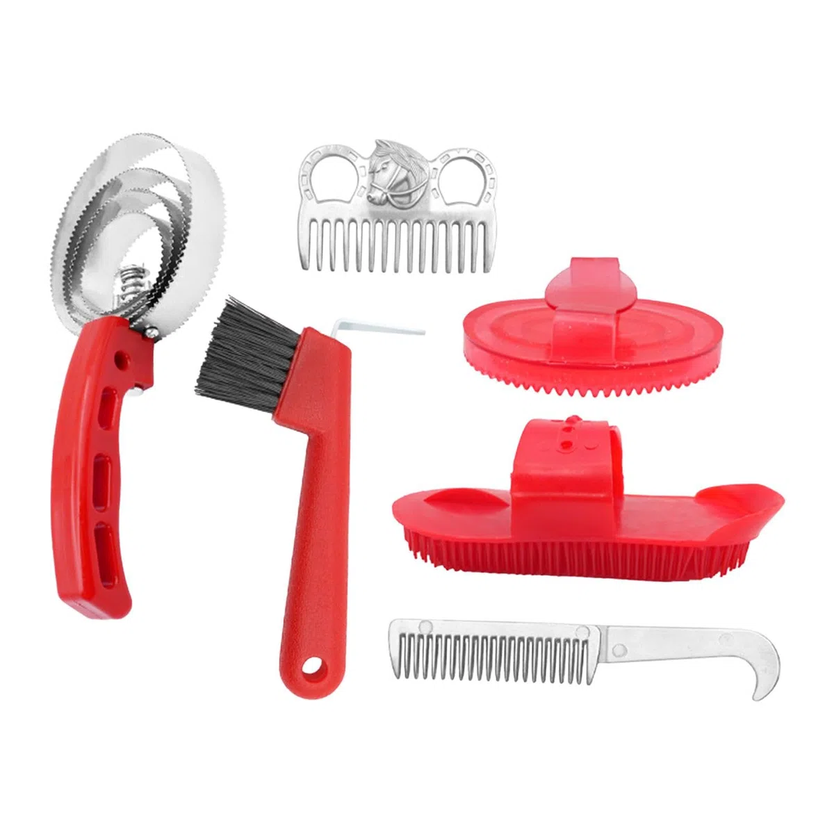 Kit de Aseo para Caballos de 6 Piezas Trails Coat Horse Cleans Tools (Manos para La Limpieza Diaria de Caballos)