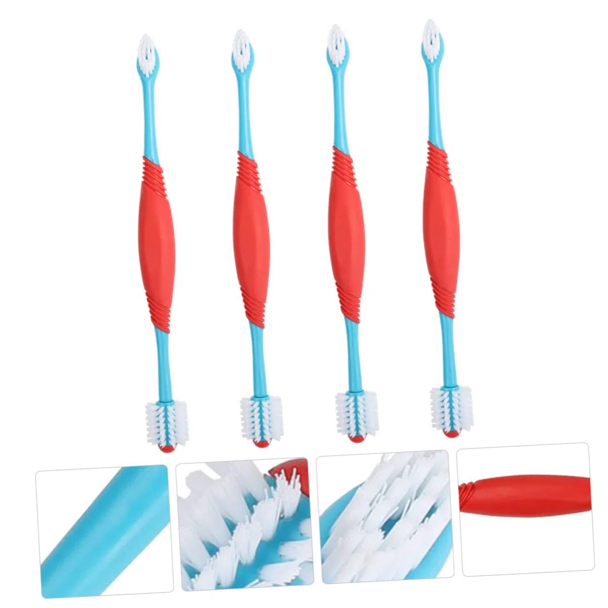 Kisangel 12piezas Cepillo De Dientes Para Mascotas De Diseño De Doble Cabeza Cepillo Para Perros y Gatos Limpieza Efectiva y Masaje De Encías