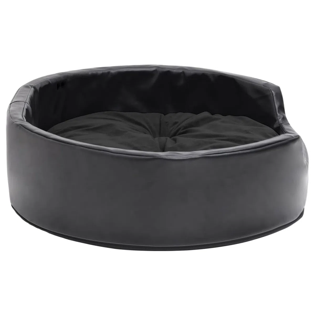 ZHOUMIN Cama para Perros, Sofa Perro, Colchon Perro, Sofá Cama para Mascotas, Felpa y Cuero sintético Negra 69x59x19 cm