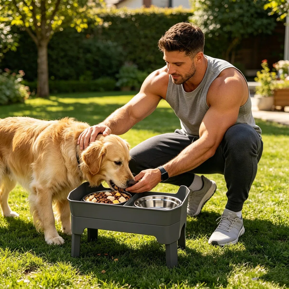 El Elevado para Perros Estación De Alimentación Ajustable En 4 Alturas | Tazones Elevados Para Perros Con Soporte Para Mascotas Entrenamiento Bebida Cocina Exterior Viaje Camping Patio Trasero
