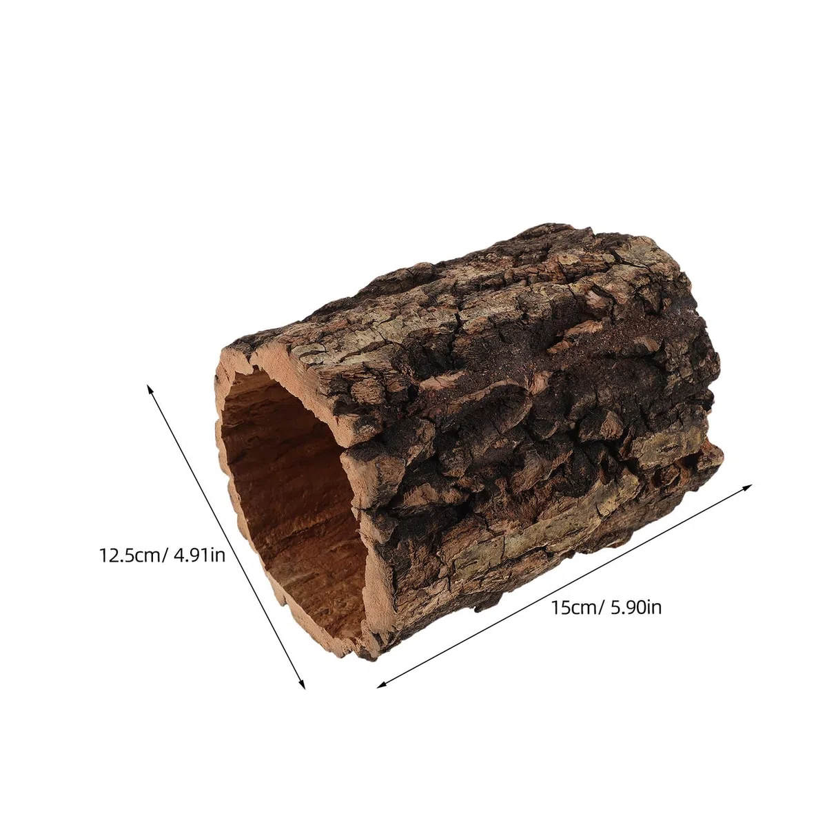 Escondite de Tronco de Árbol para Reptiles 6x5 Pulgadas Madera