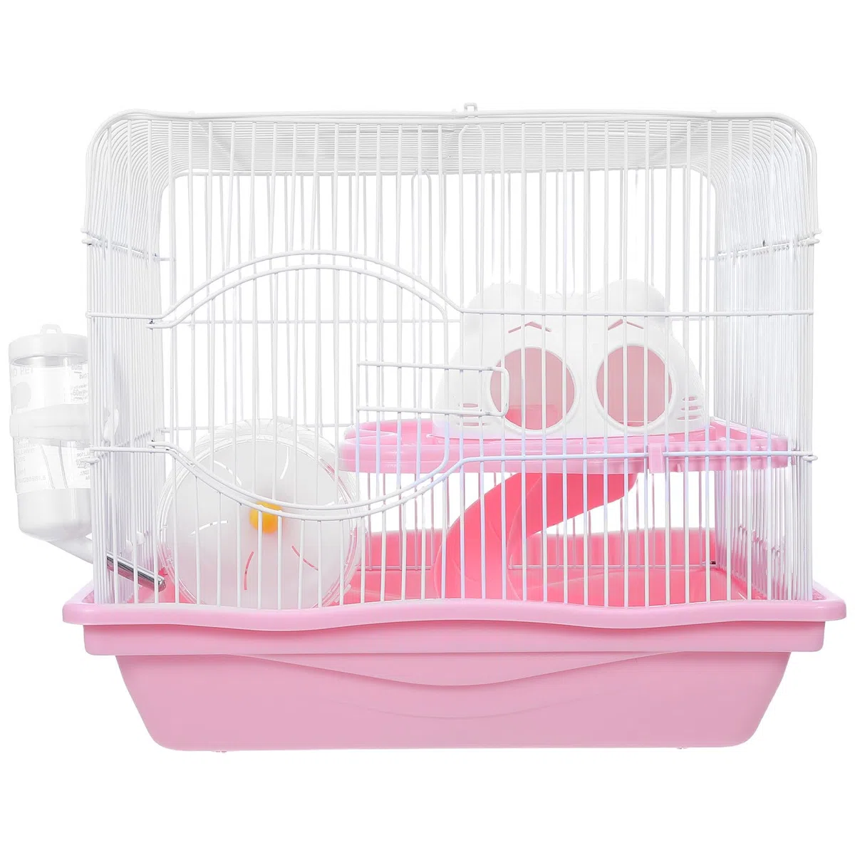 Jaula para Hámster Pequeño de Plástico Rosa, 2 Niveles con Rueda