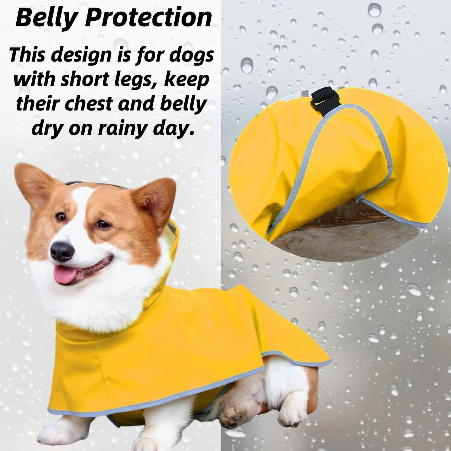 Chubasquero para Perro con Correa para el Vientre y Orificio de Correa, Ajustable, Tira Reflectante, Impermeable, Ligera, con Bolsa de Almacenamiento