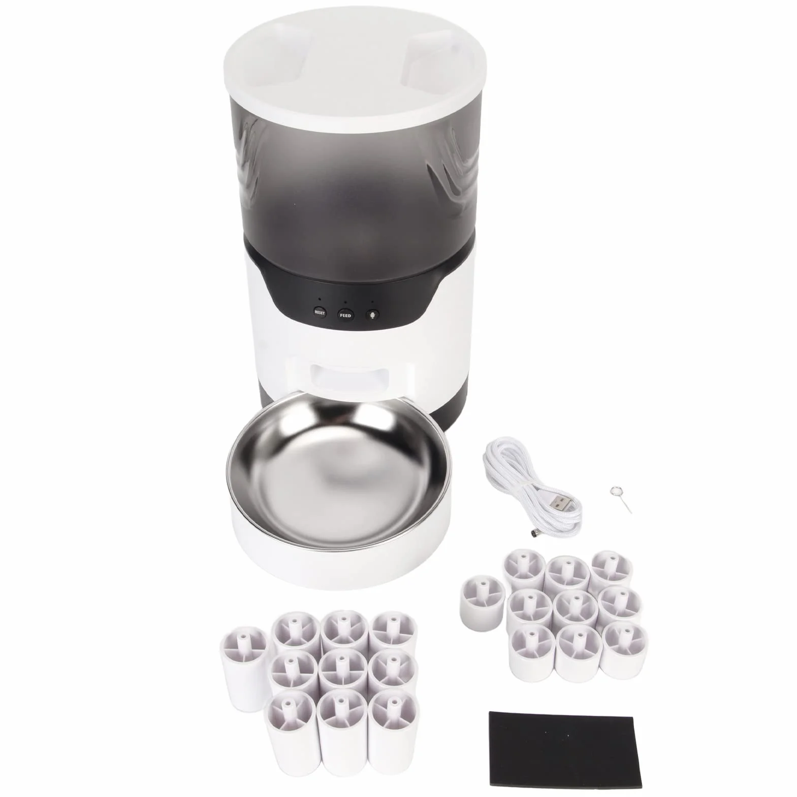 Alimentador Automático para Gatos, Dispensador Inteligente de Comida para Mascotas con Aplicación, Control por Voz, Grabadora para Gatos y Perros, Acero Inoxidable 304, Capacidad de 3L