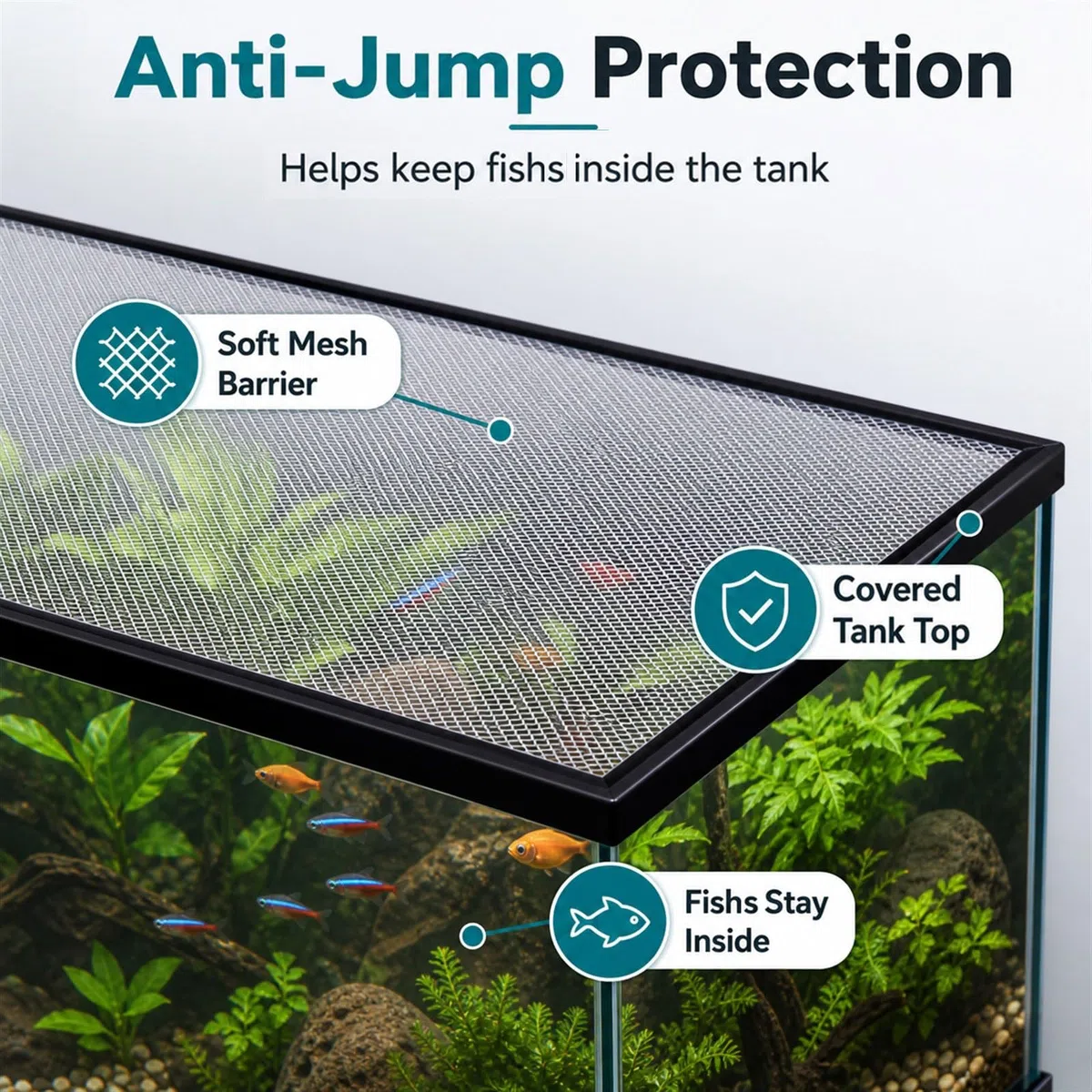 Magnetic Aquarium Anti-Jumping Net Cover,Red Protectora para Tapas de pecera,Malla Magnética Paras Acuario,Resistencia al desgarro,para Oficina Vestíbulo Tienda de Mascotas