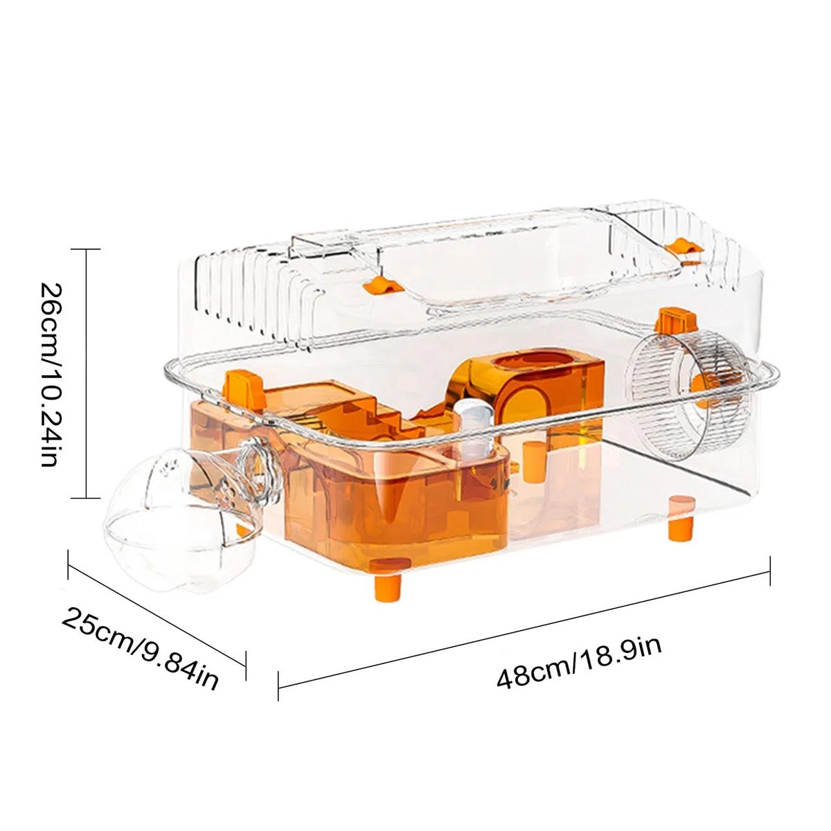 Jaula para Hámster con Bebedero y Juguetes Transparentes | Jaula Transparente Para Mascotas Pequeñas Para Hámster Sirio Ratón Conejo Enano Hogar Interior Juego Descanso Alimentación