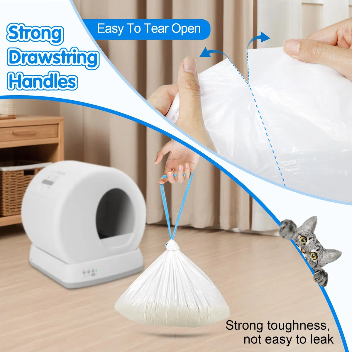 120 bolsas automáticas de polietileno de alta densidad compatibles con MeoWant MW-SC01 MW-SC02 de 1.5 mil de grosor, 22 libras máximo, desechables, resistentes, sin olor, transparente 17.7 x