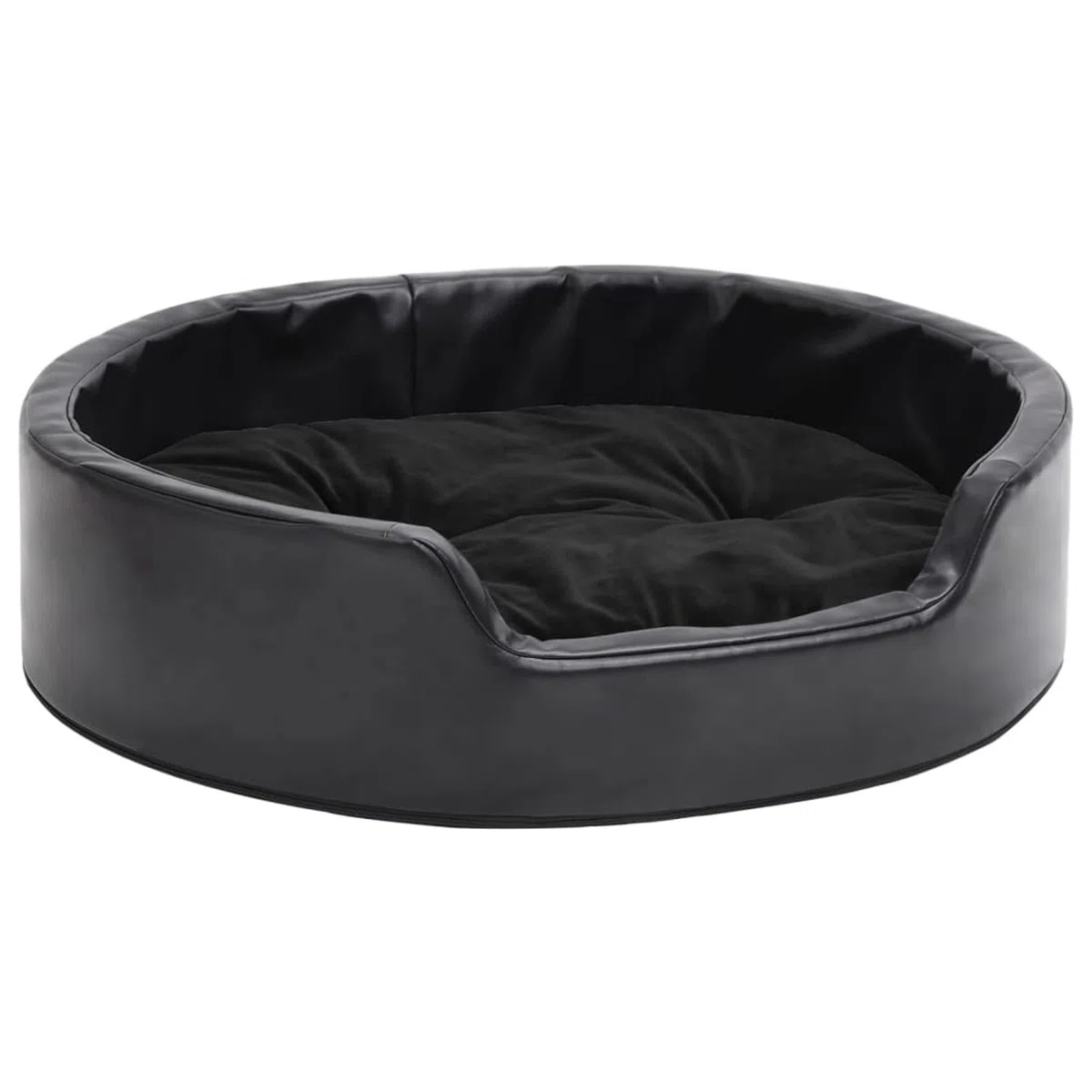 ZHOUMIN Cama para Perros, Sofa Perro, Colchon Perro, Sofá Cama para Mascotas, Felpa y Cuero sintético Negra 69x59x19 cm