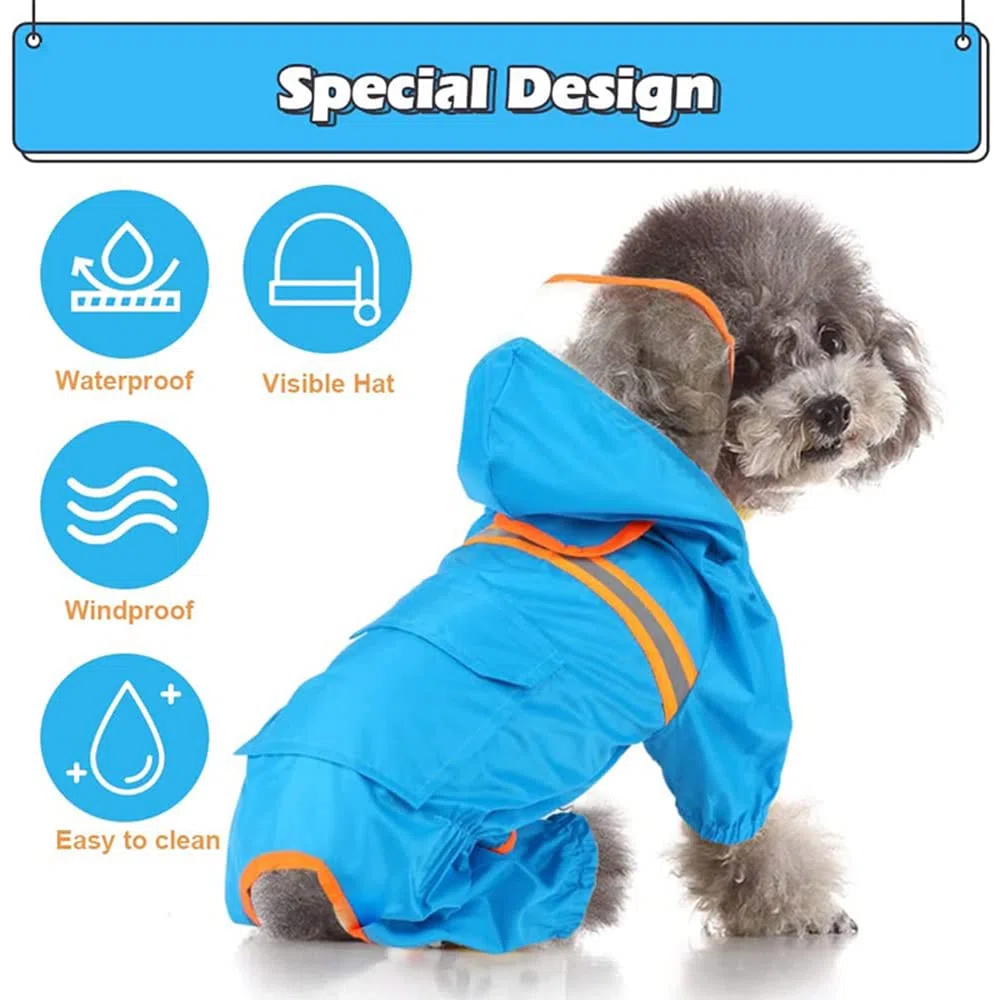 Chubasquero para Perros, Chubasquero Ligero for Perros, Chaqueta Impermeable con Bolsillo for Cachorros, Ideal for pequeños y medianos(Red,S)