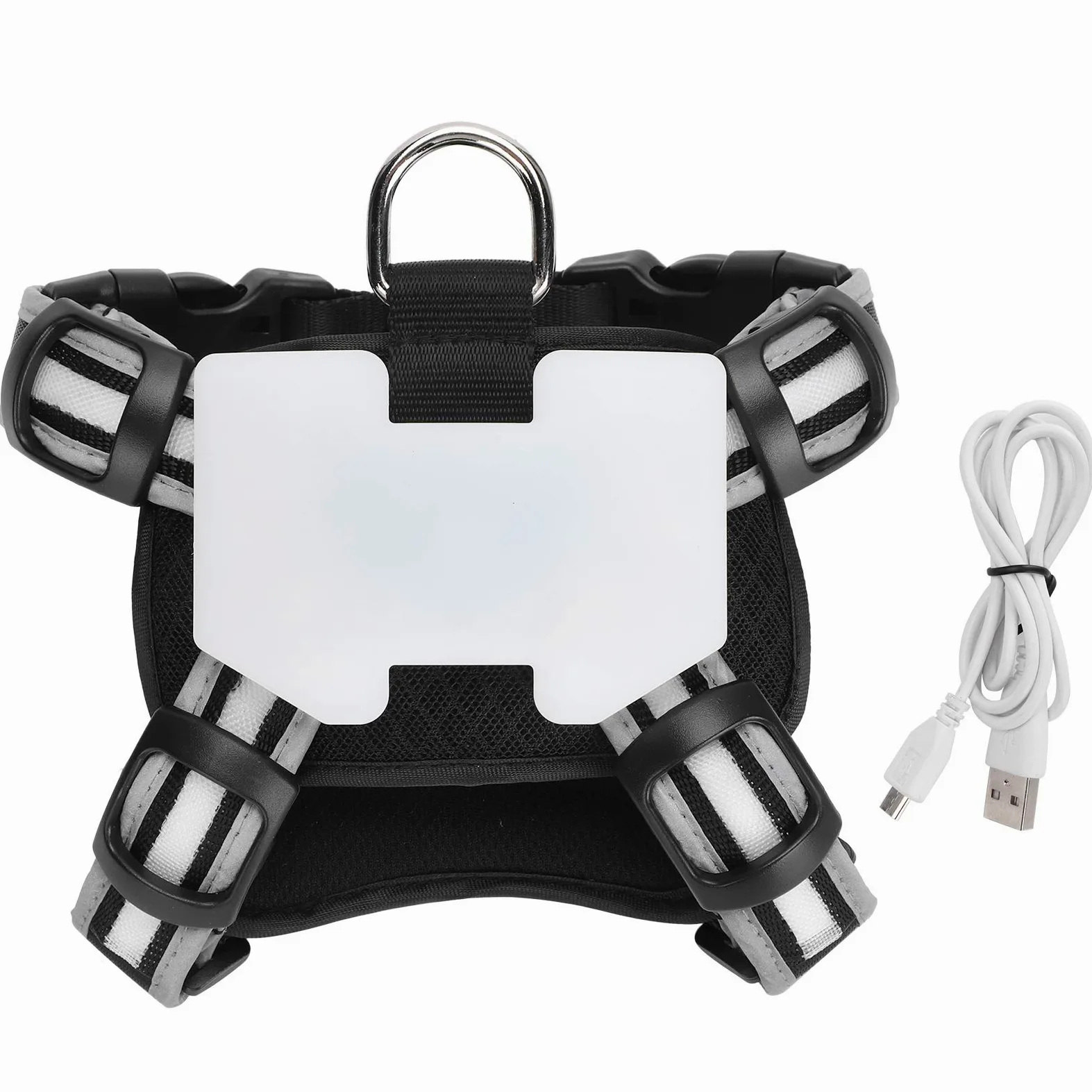 Arnés de Perro Vomekolight, arnés de Perro LED, Correa para el Pecho de Carga USB con Tira Reflectante Ajustable para la Seguridad Nocturna (S)