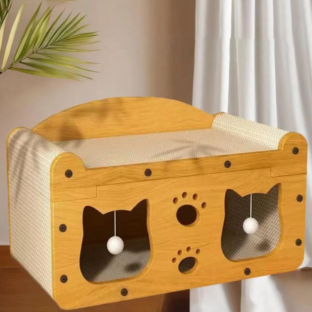 Casa de Cartón para Gatos Antideslizante, Juguete Interactivo | Tablero Rascador para Gatos para Disfrutar en Familia en Interior, Exterior, Salón o Viajes