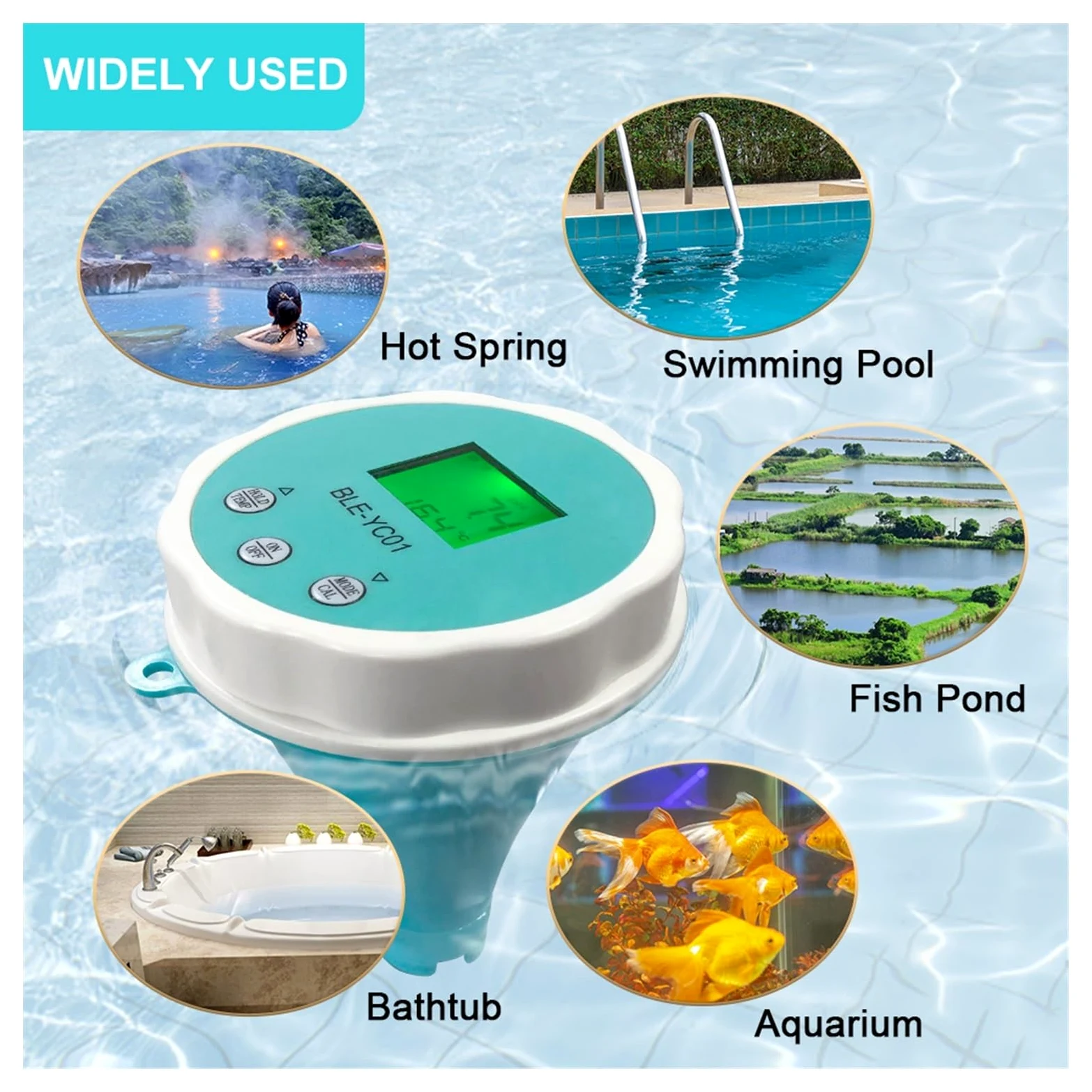 Medidor de pH Detector de Calidad del Agua 6 en 1, PH EC TDS ORP, Temperatura, Cloro, Pantalla aplicación, Probador Calidad Agua Piscina multifunción