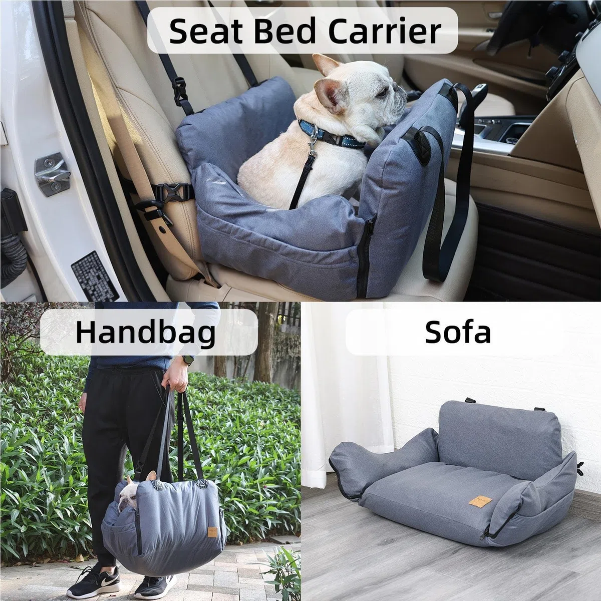 Asiento de coche para perro, cama transpirable, asiento trasero de viaje