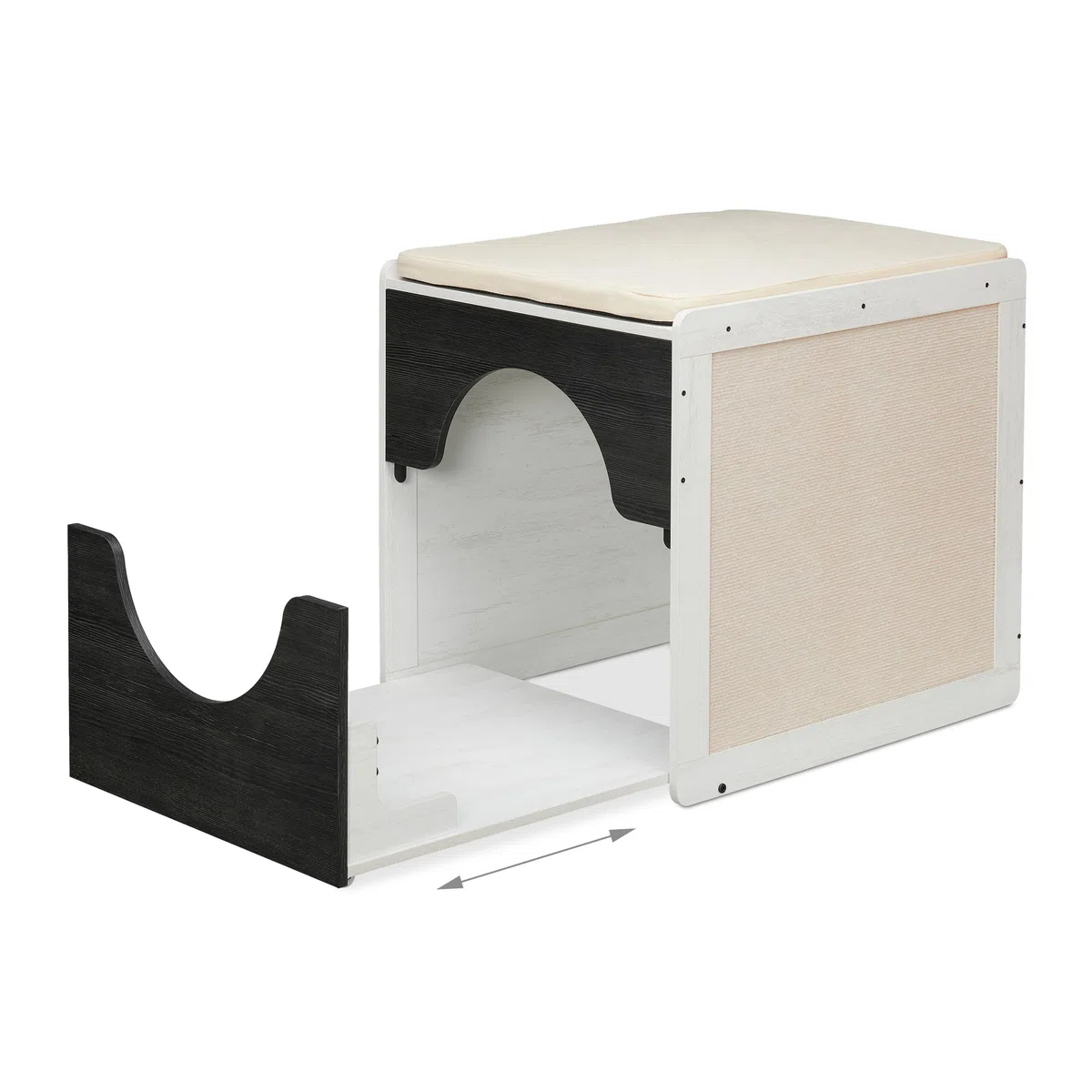 Relaxdays Mueble Arenero de Gato, para Esconder el Aseo Felinos, Cajón Extraíble, 57 x 50 x 60 cm, Blanco/Gris