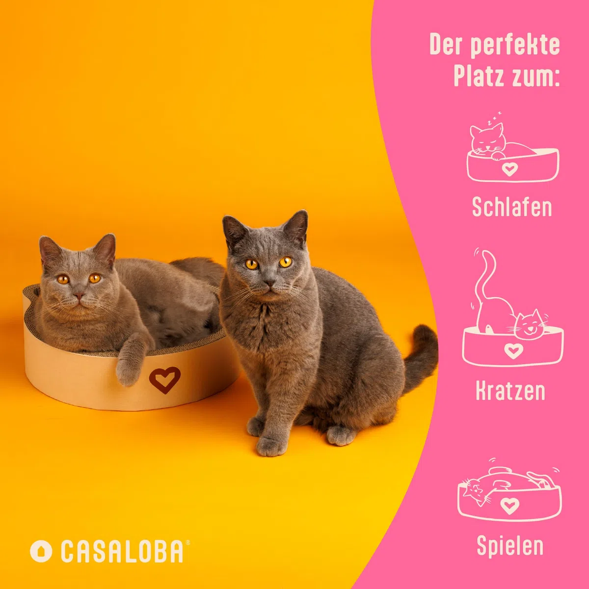 Cesta para gatos para dormir, rascar y jugar, tabla duradera para gatos de cartón ondulado de primera calidad en forma de cabeza de gato moderna, juguete 3 en 1, muebles rascadores y espacio