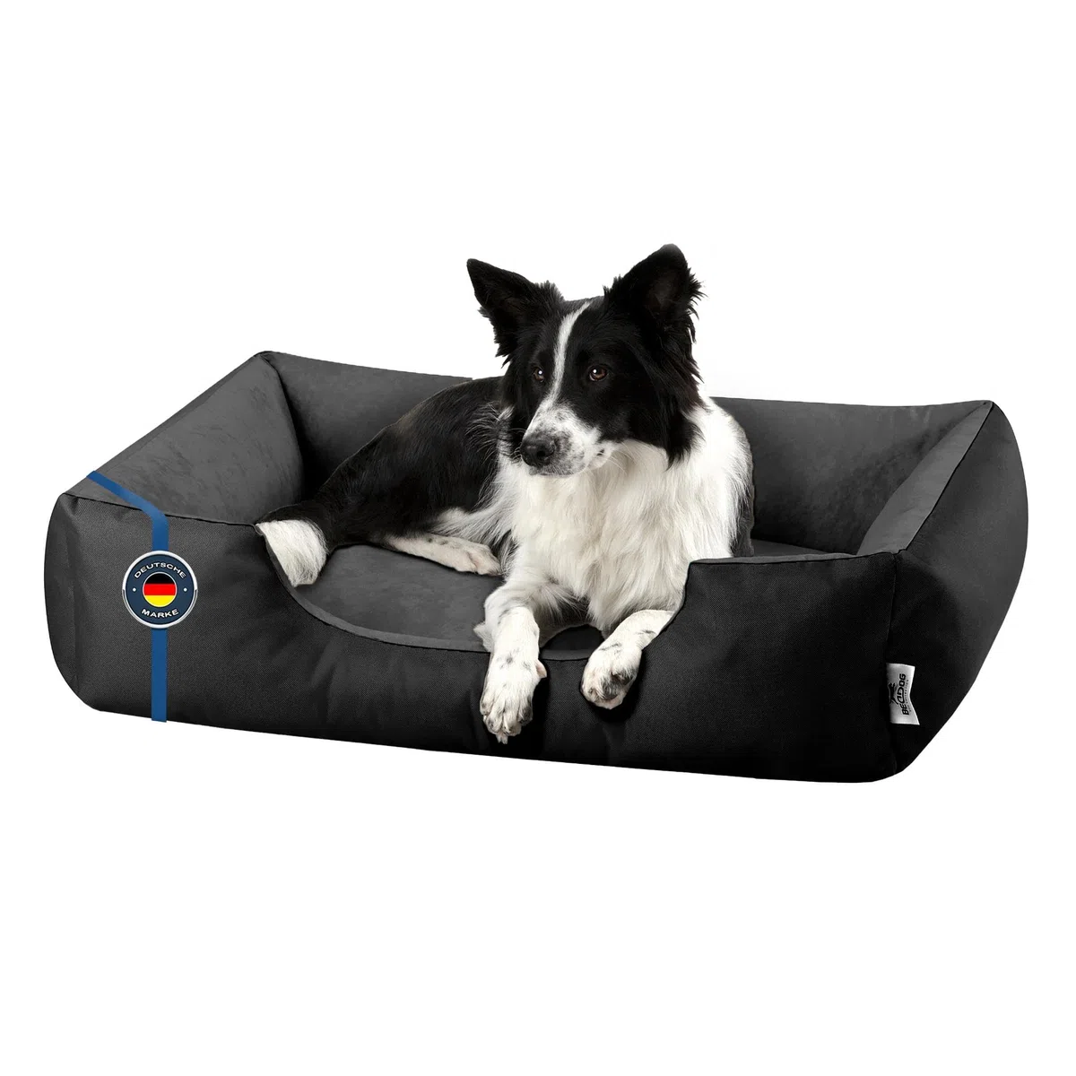 BedDog LUPI colchón para Perro S hasta XXXL, 24 Colores, Cama para Perro, sofá para Perro, Cesta para Perro, XL Negro/Gris