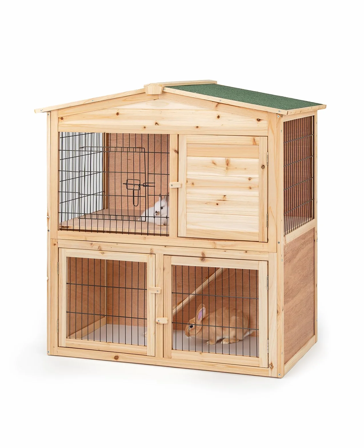 lionto Conejera de Madera caseta Exterior para Mascotas pequeñas cobertizo 98x54x100 cm