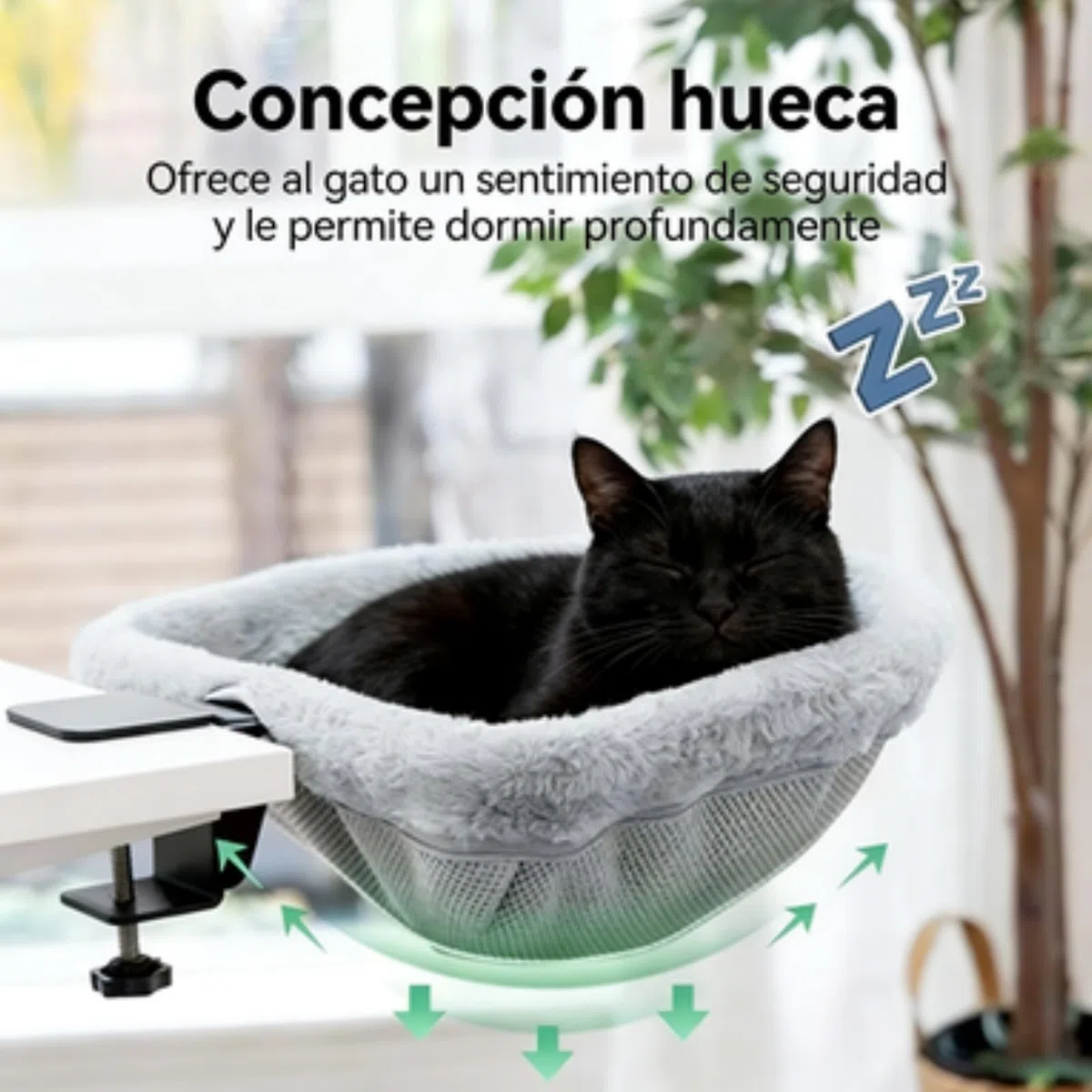 Hamaca para Gatos de Escritorio Plegable, Cama de Escritorio para Gatos con Abrazadera Estable, Fácil de Limpiar, Capacidad de Carga hasta 18 kg