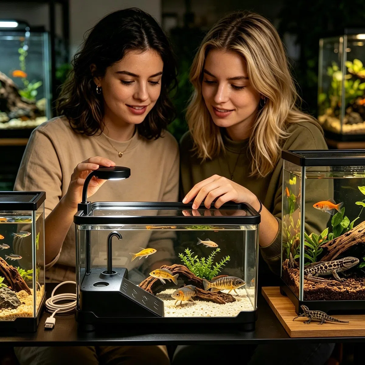 Acuario Tortugas Acuáticas Terrario Transparente con Plataforma de Asoleo | Terrario Reptiles para el Dormitorio, Tienda, Lugar de Trabajo, Sala de Estar, Escritorio y tu Hogar etc.
