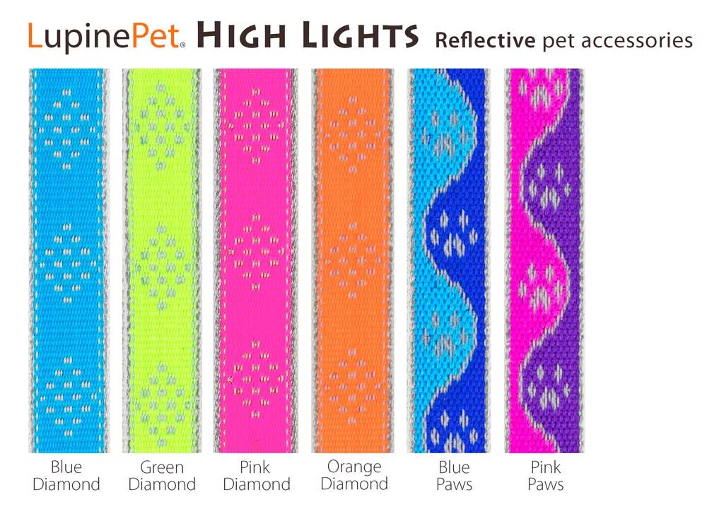 Lupine - Arnés reflectante extra grande ajustable para perro, 1 pulgada de ancho, patas azules con contorno de 36 a 44 pulgadas