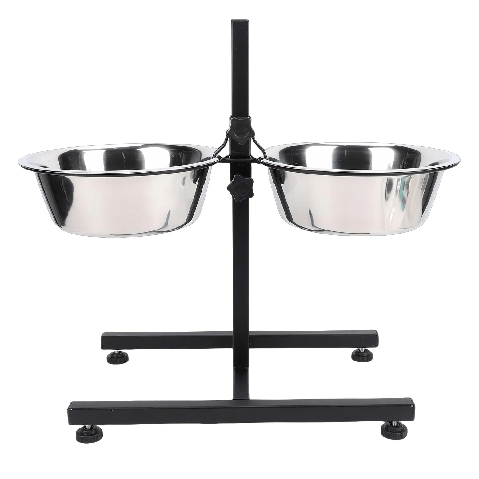 TOPINCN Soporte Elevado para Cuenco para Perros con 2 Cuencos de Acero Inoxidable, Ajustable de 3,2 a 11,8 Pulgadas, Estación de Alimentación Antideslizante para Perros Pequeños,