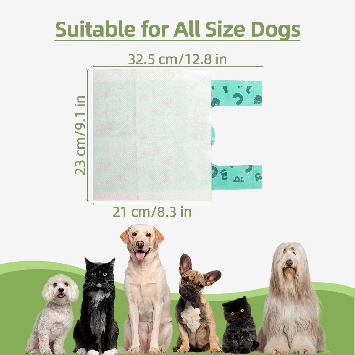 Bolsas para excrementos de perro de 2 capas con toallas de papel, 50 piezas, ultra gruesas y a prueba de fugas, no más sensación de calor y asco