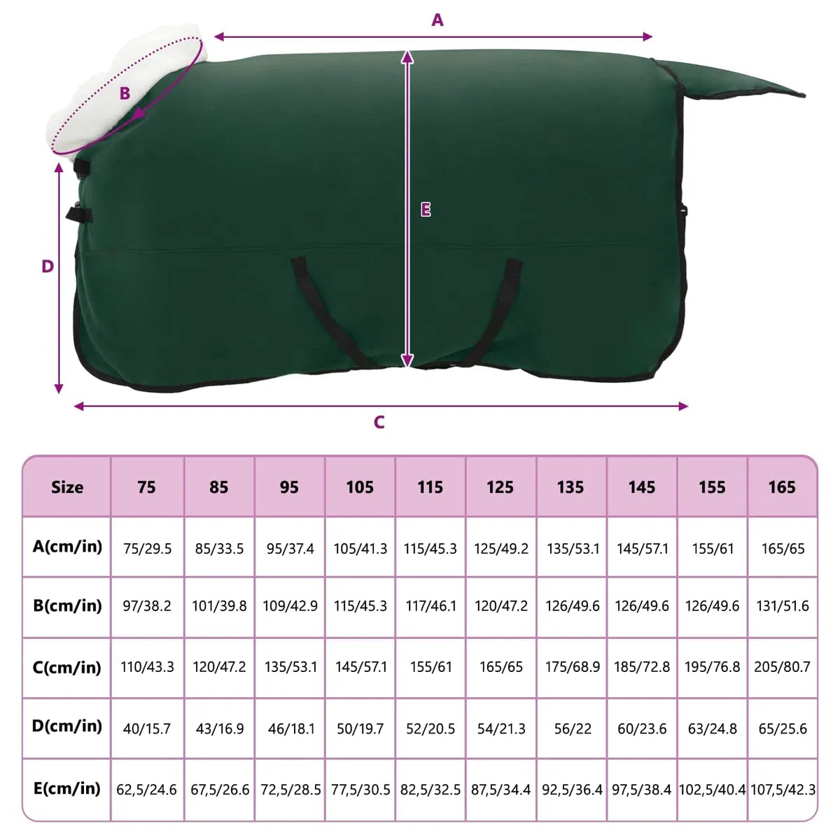 vidaXL Manta para Caballo Verde Oscuro Completo 145 cm Forro Polar, Manta Moderna para Caballos, Invierno, Forro Polar, Equipo Ecuestre, cálido, Ajustable