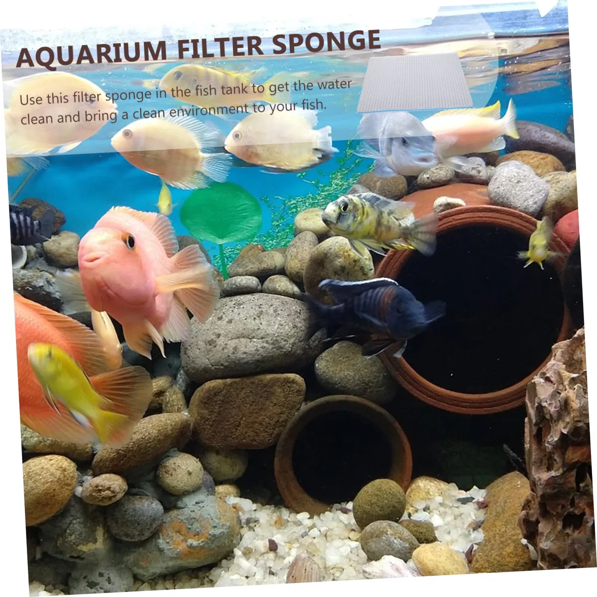 4piezas Esponja De Acuario Sin Adhesivos Almohadilla De Filtrado para Peceras Alta Densidad y para Filtración De Agua Tanques De Peces