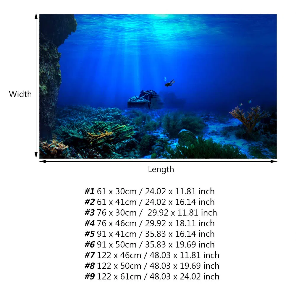 BTER Póster de PVC Duradero de Fondo Autoadhesivo para Acuario(122 * 61cm)