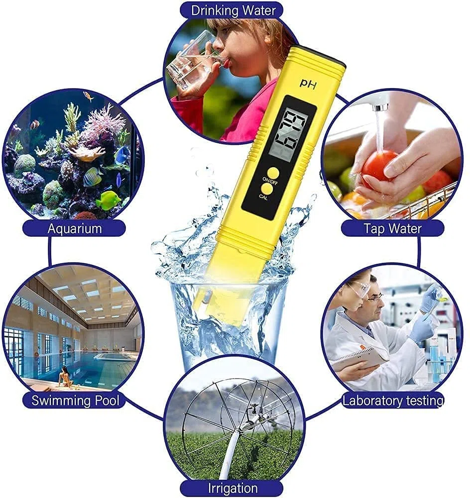 Precise Digital Multiparameter Water Quality Test Meter, for Testing, Drinking Water,Indoor,Pool,Hydroponics, Aquarium Swimming (White/Yellow) Practical Water Quality Detector
