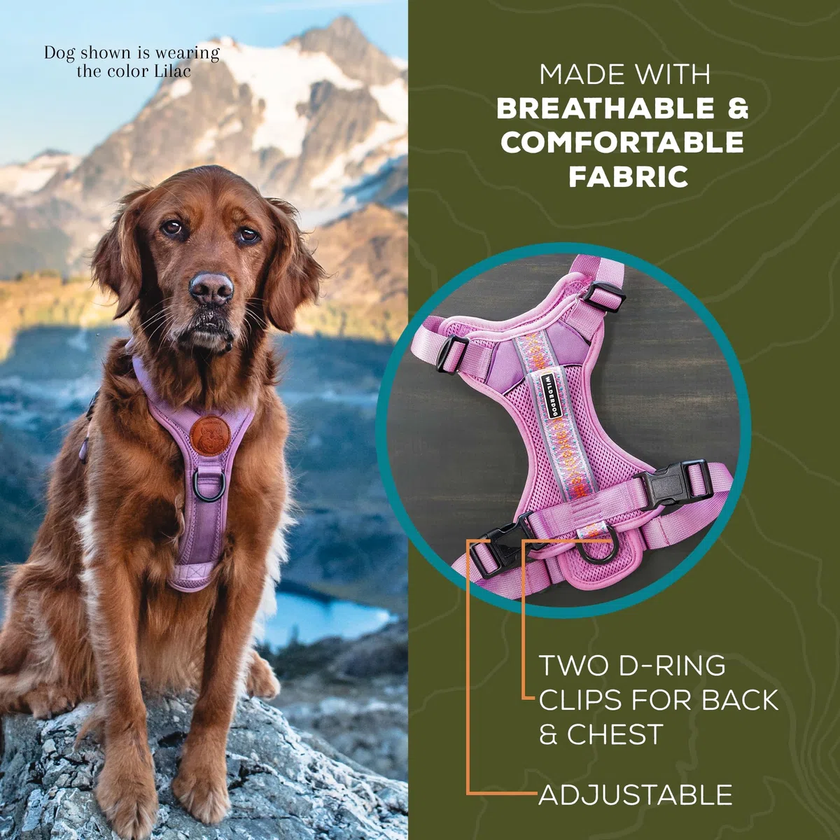 Wilderdog Arnés Ligero para Perro con Correas Reflectantes, tamaño Mediano, Color Azul pacífico