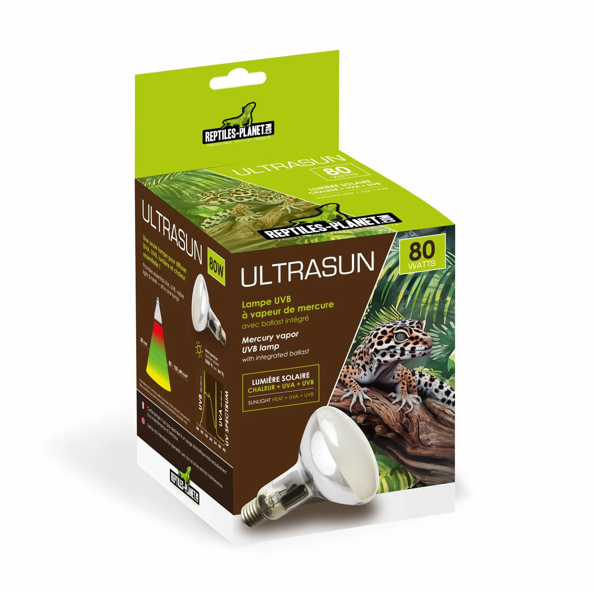 Reptiles-Planet Lámpara De Vapor De Mercurio De Espectro Completo Ultrasun, 80W