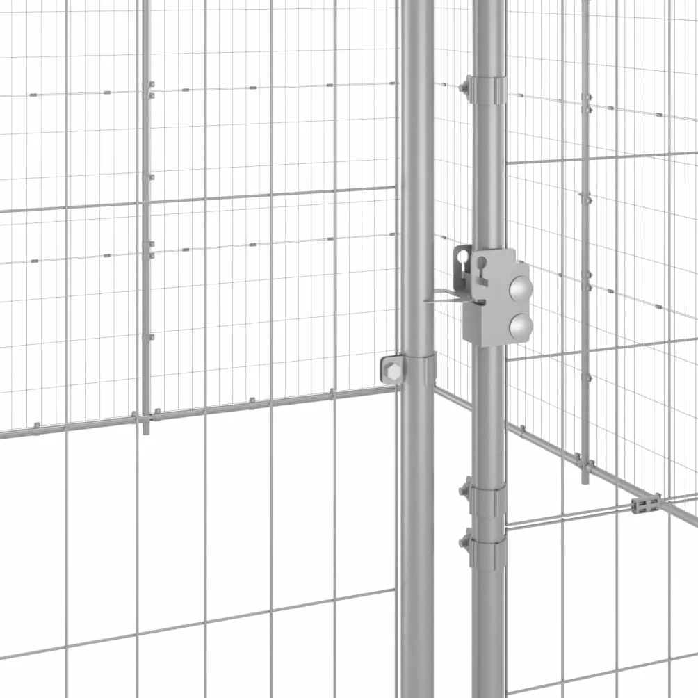 Perrera para perros de acero galvanizado con superficie de 14,52 m², puerta con cierre, malla resistente, protección y seguridad para perros, cachorros, jardín, entrenamiento, camping