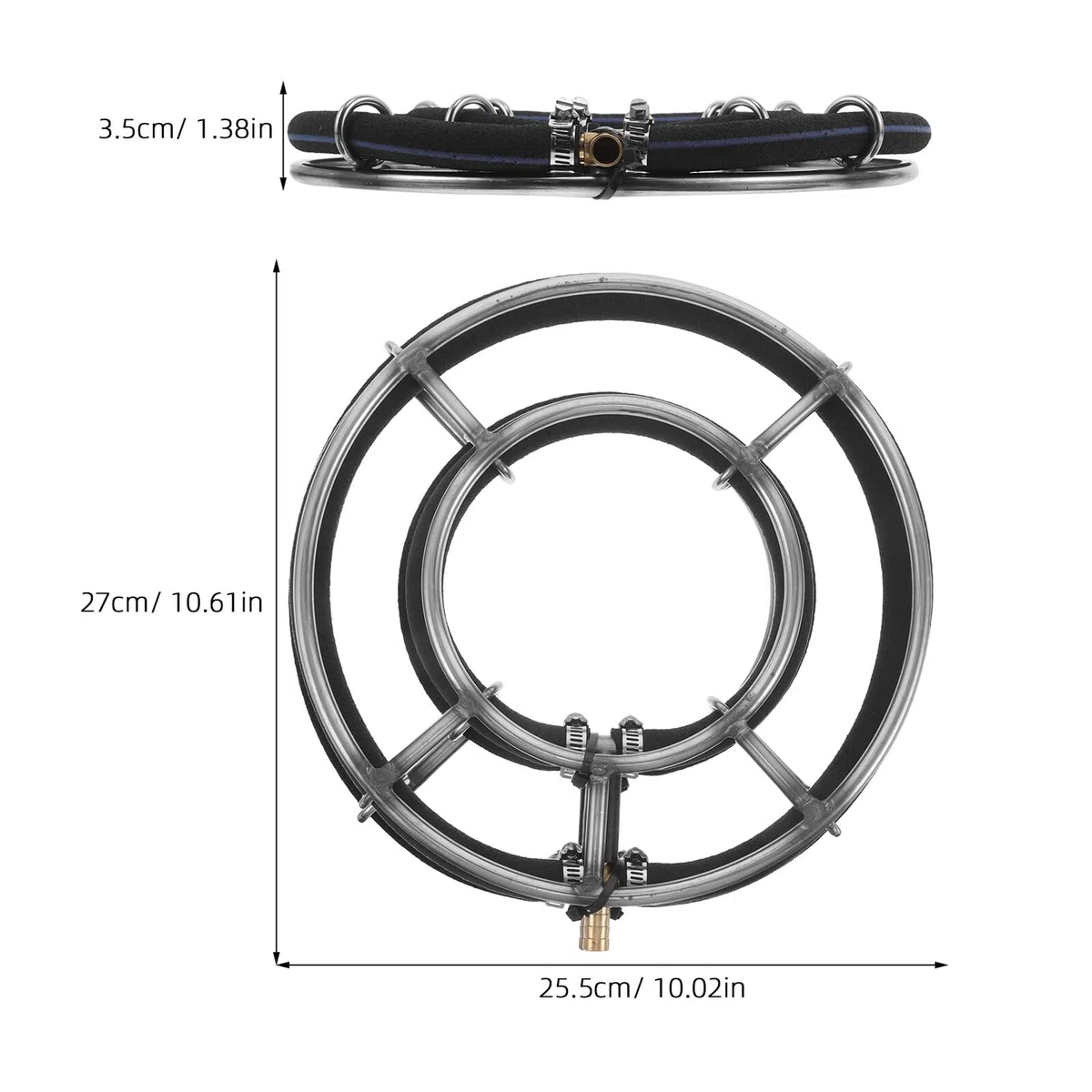 DECHOUS Piedra Difusora de Burbujas Nano para Acuarios y Estanques Anillo Doble de 25 CM de Acero Inoxidable Burbujeador Silencioso para Oxigenación Uniforme y Circulación de Agua
