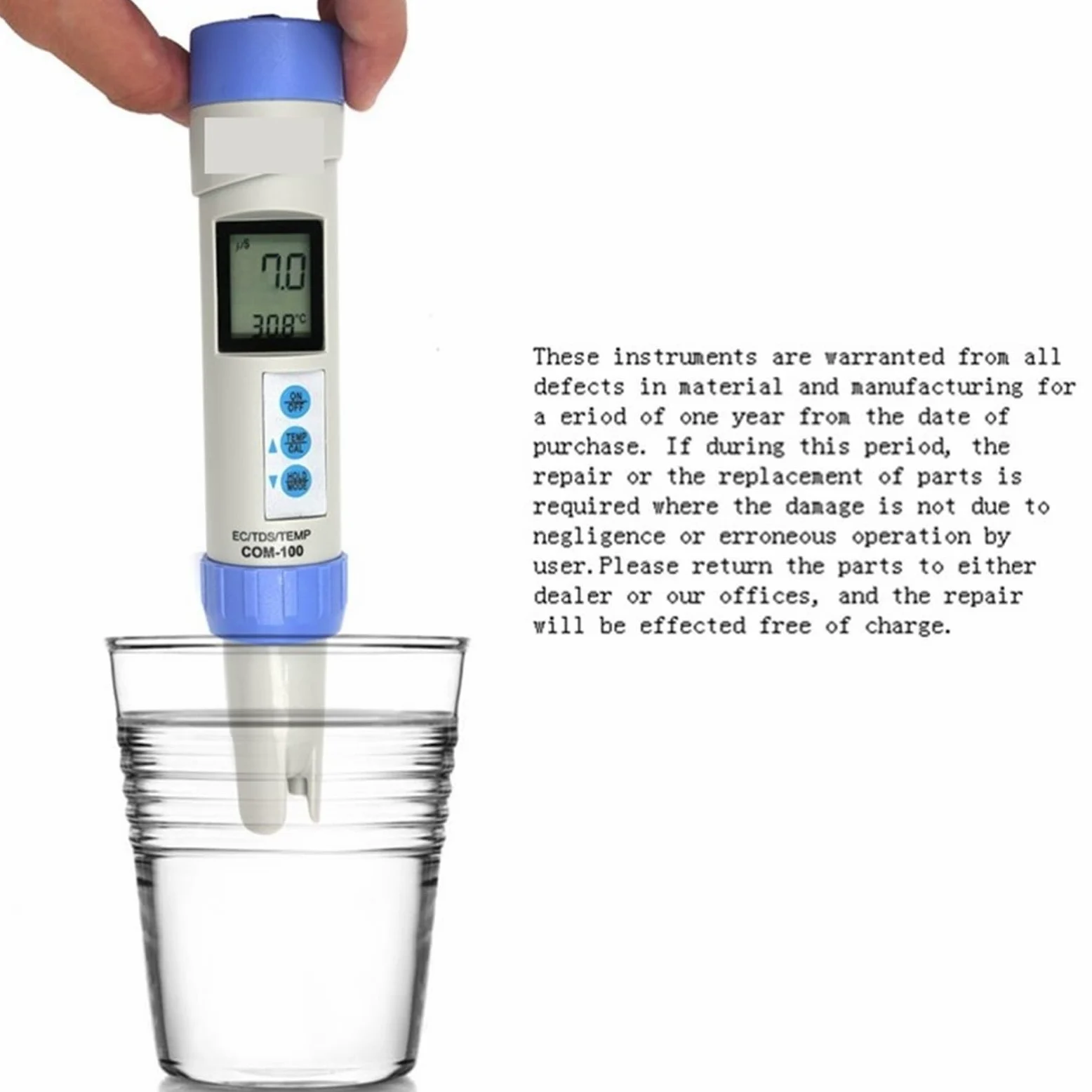 Probador de Agua, Analizador de CE Profesional, medidor de TDS, comprobador de Temperatura con calibración automática y retención de Datos, Herramientas de medición for Piscinas.