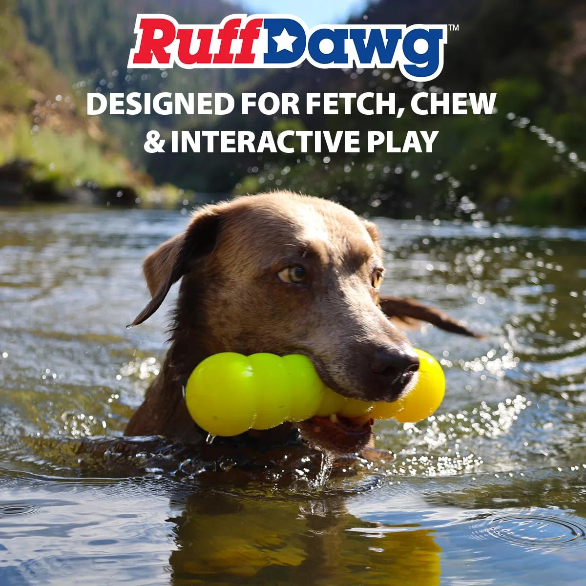 Ruff Dawg Dawg-Buster XL - Palo masticable indestructible de goma sólida para perros de menos de 40 libras, flota y rebota, fabricado en Estados Unidos