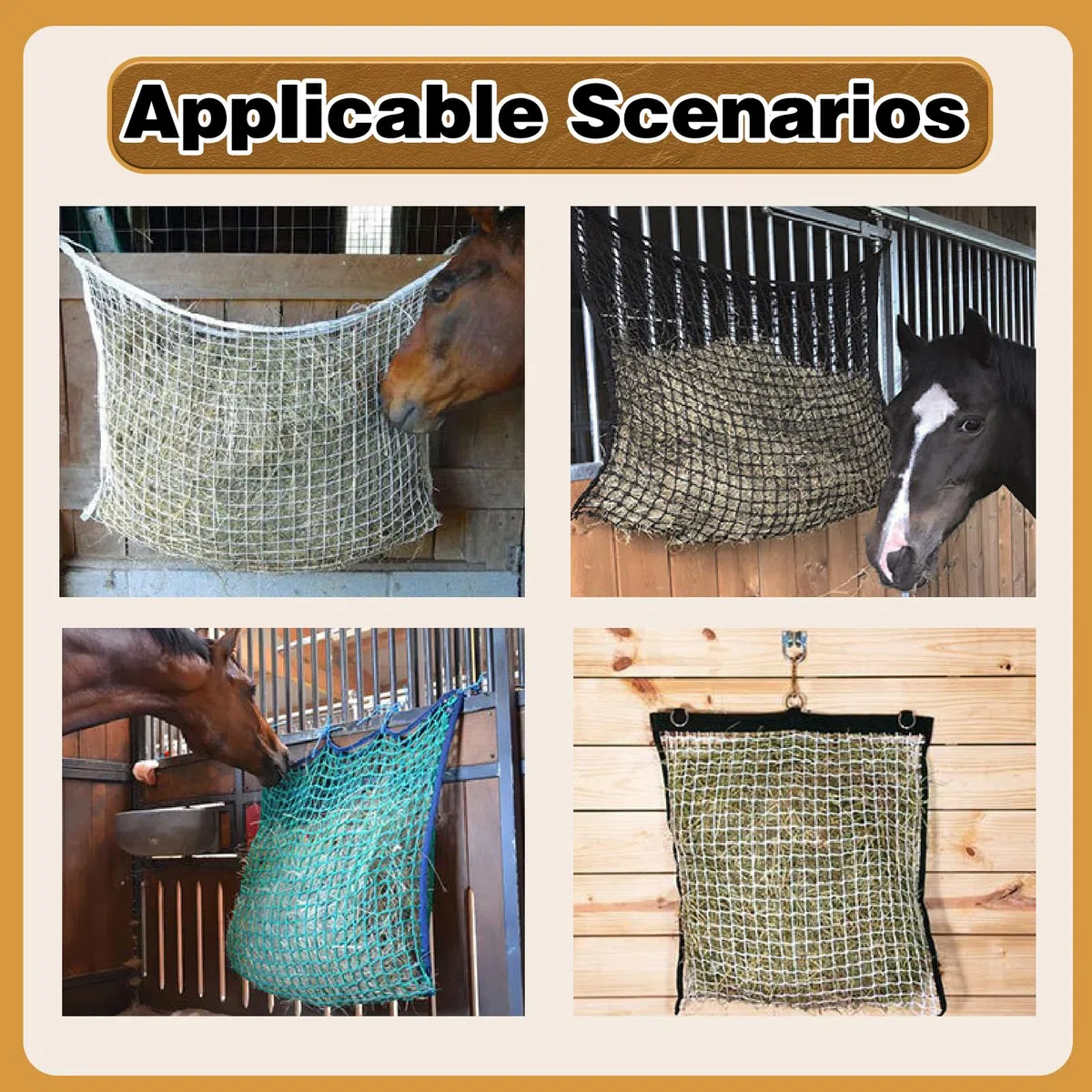 1PCS Redes de heno, Tote Premium Oxford Cloth Bolsa de alimento para Caballos Fácil de Colgar Bolsa de heno alimentador heno de Cabra Red de heno agujereada para Caballos, para Caballos Ganado Ovejas