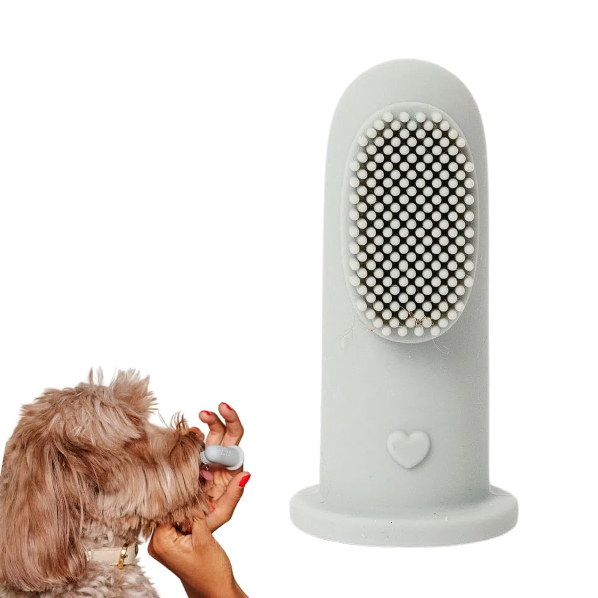 Pupwell Puppy Breath Daily - Cepillo de dientes de dedo de perro para el mal aliento, elimina la placa y la acumulación de sarro, hecho de silicona (azul pizarra)