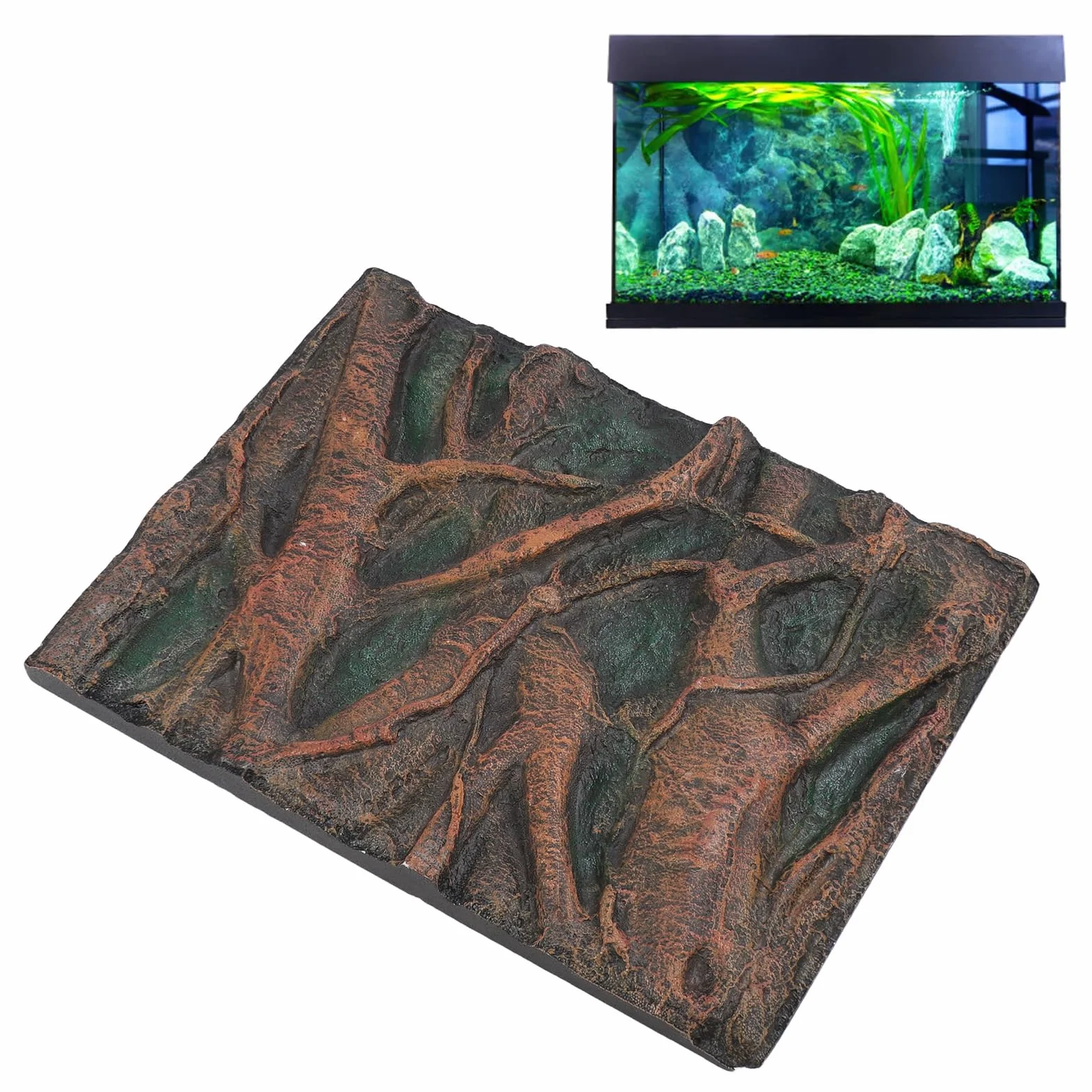 Fondo de Reptiles 3D, Fondo de Acuario, Decoración de Pared de Roca de Espuma con Texturas 3D para Peceras, Tanques de Reptiles y Terrario (H)